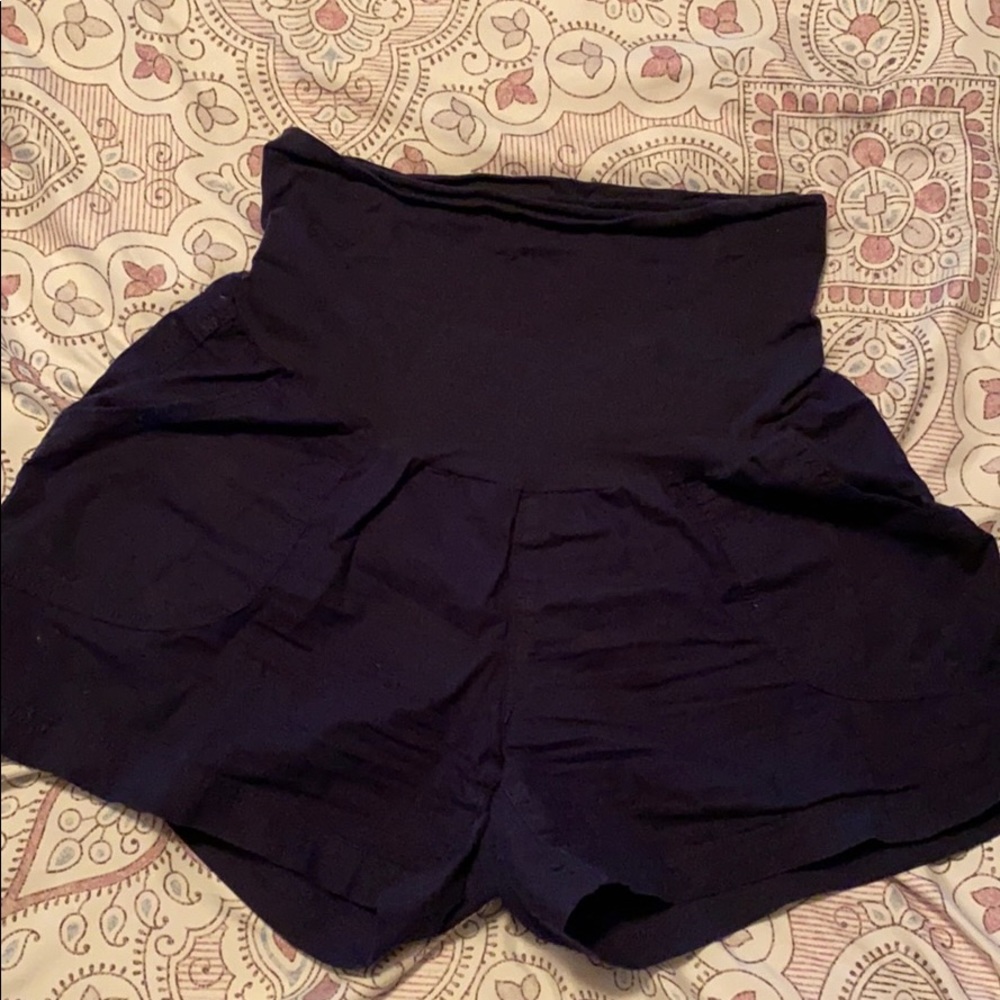 Motherhood maternity linen shorts- navy